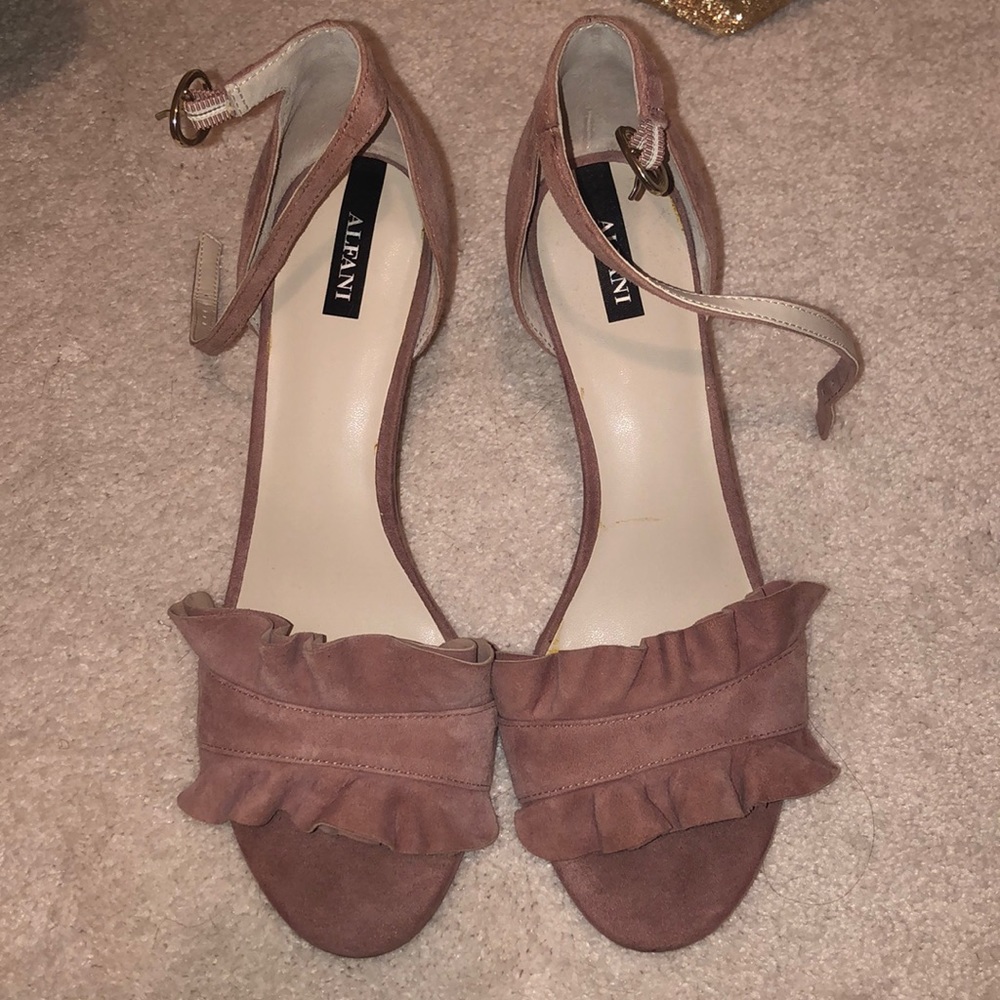 light pink fabric heels